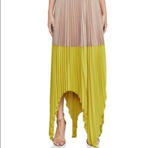 BCBGMAXAZRIA Color-block Pleated Midi Skirt